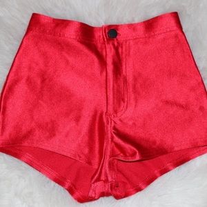 American Apparel High Waisted Red Disco Shorts